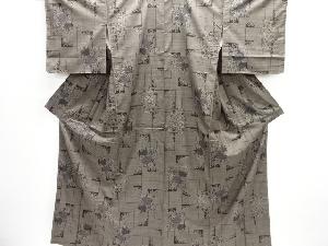 大特価品　未使用品　花模様織り出し本場泥大島紬着物(5マルキ)